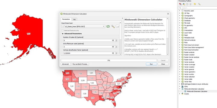 Minkowski dimension calculator 3.0. QGIS plugin update