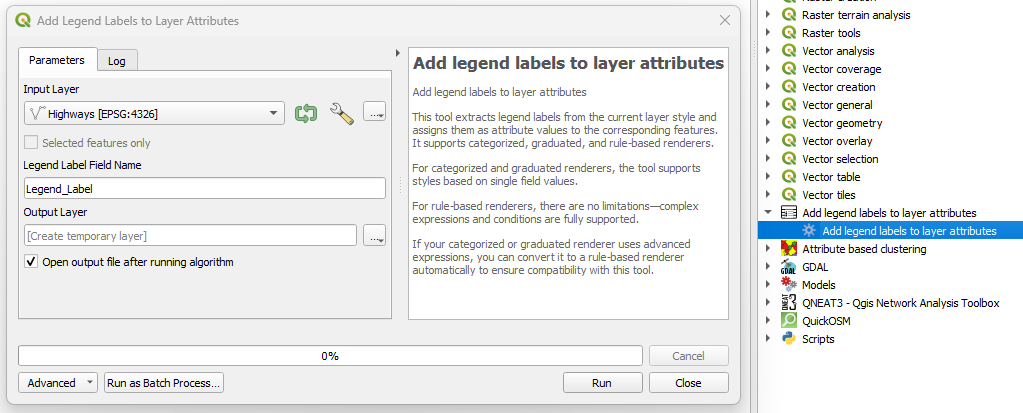 Add legend labels to layer attributes (QGIS plugin)